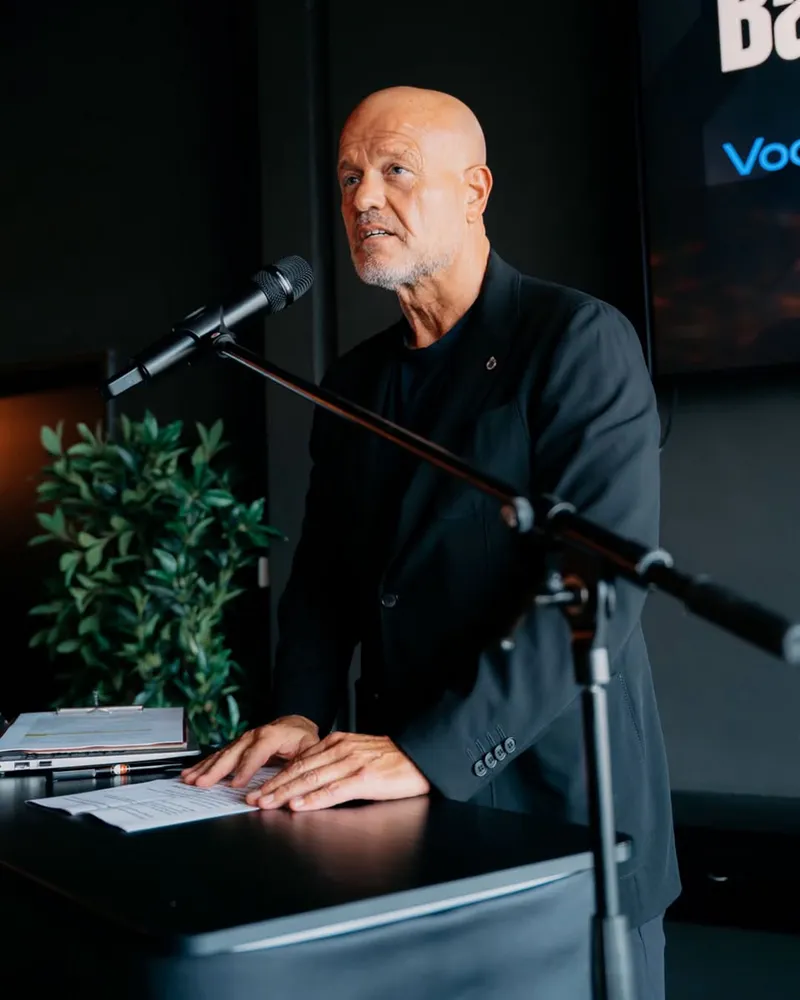 Voorzitter Bart Verhaeghe tijdens zijn speech op de jubileumreceptie